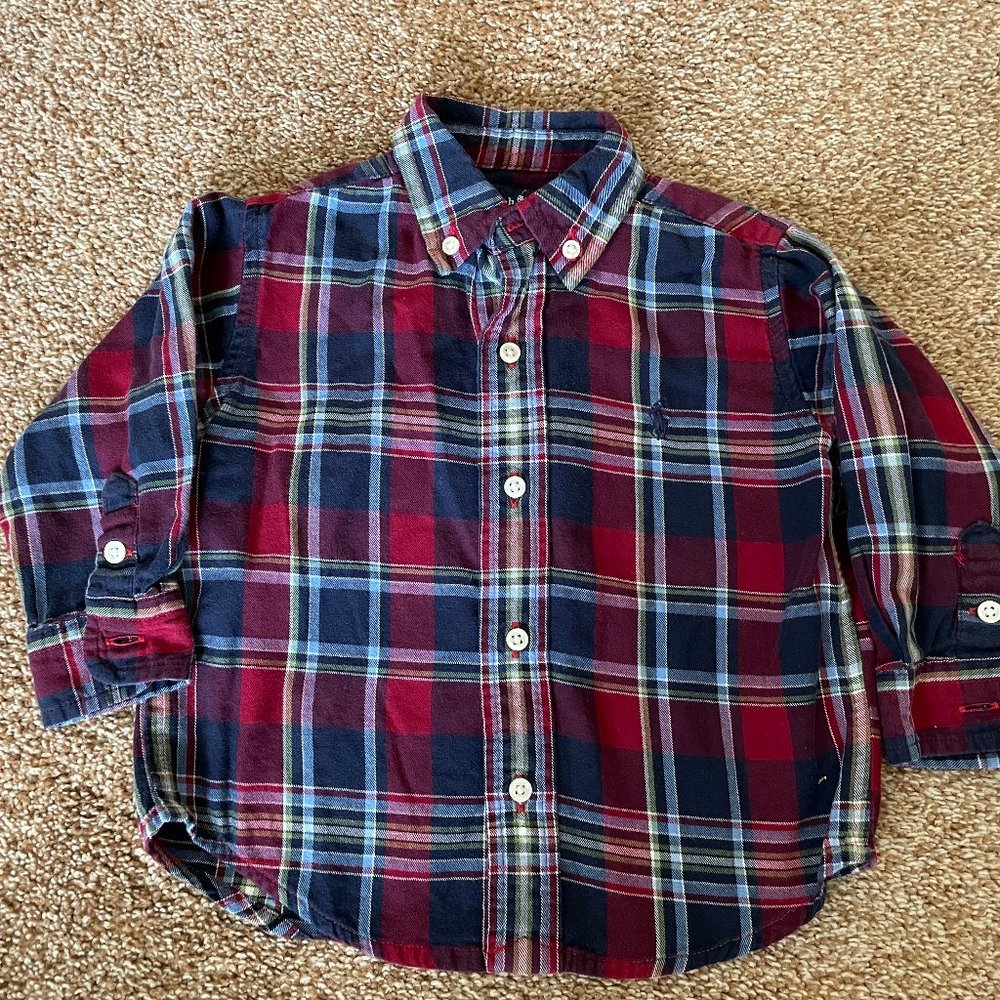 Ralph Lauren Long Sleeve Plaid Button Down shirt 18M